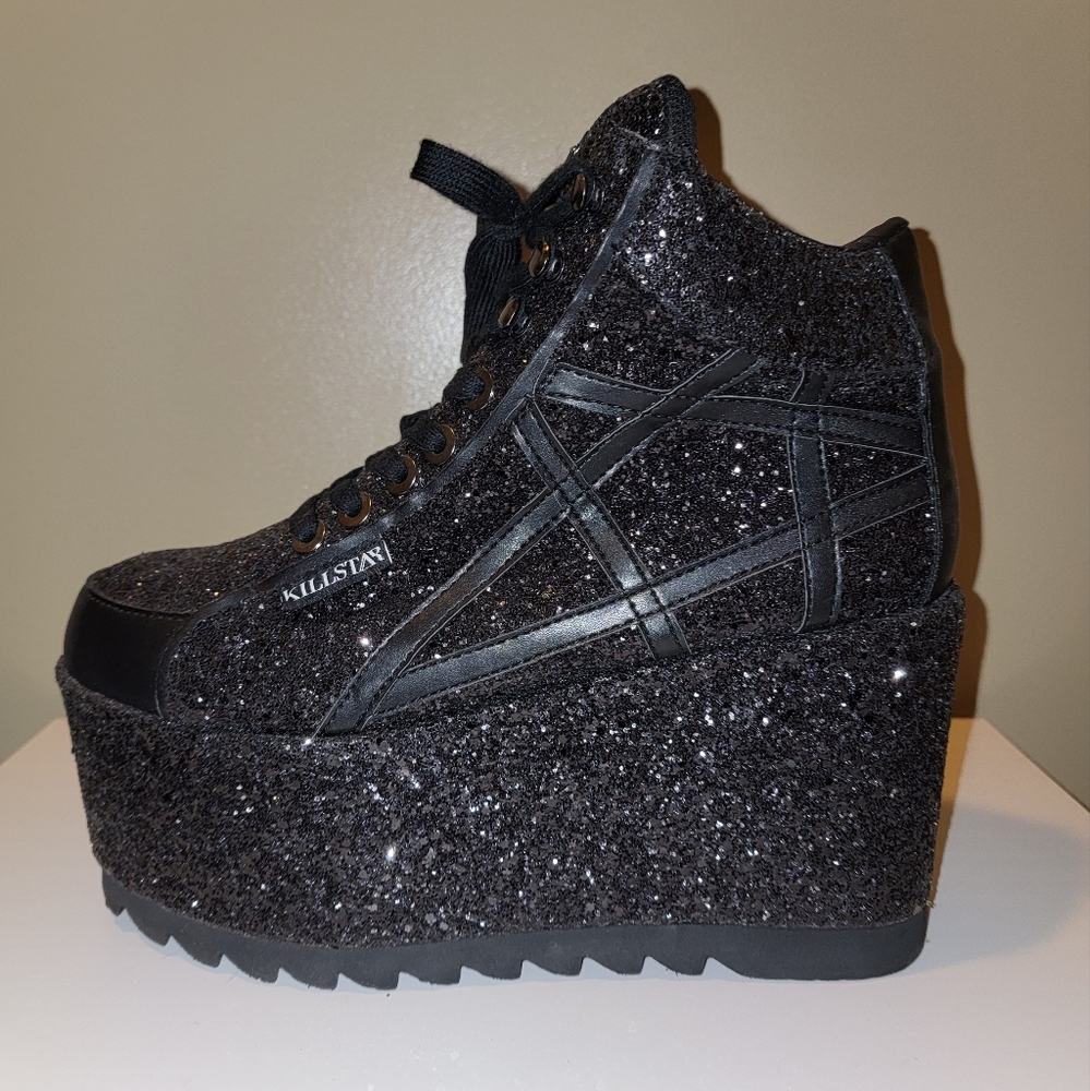 Killstar Malice Platform Glitter Sneakers Size 10